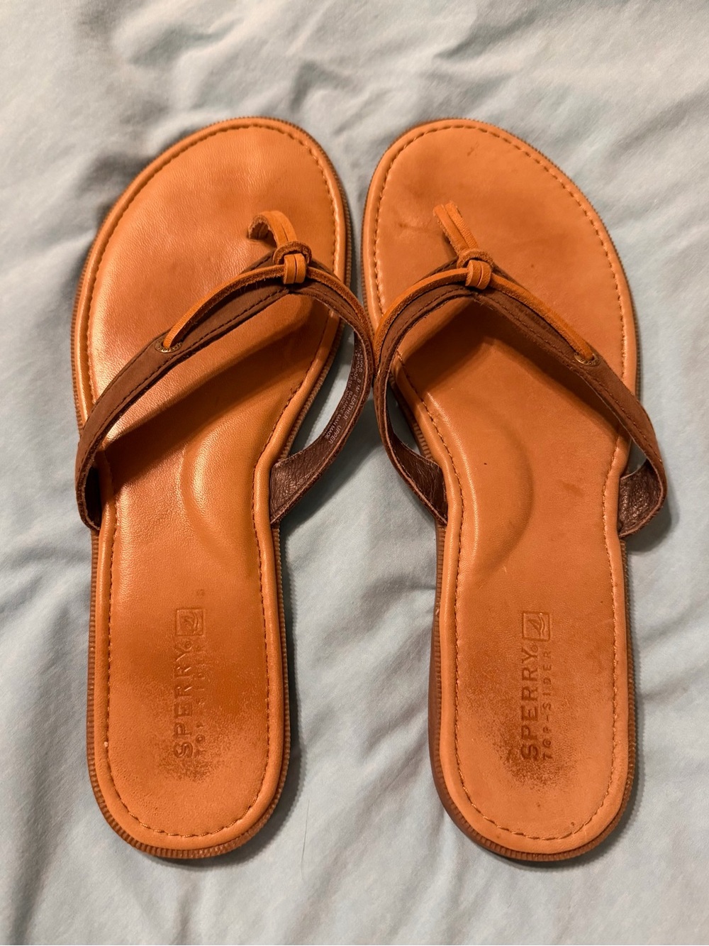 Sperry Women’s Tan Leather Flip Flop Sandals